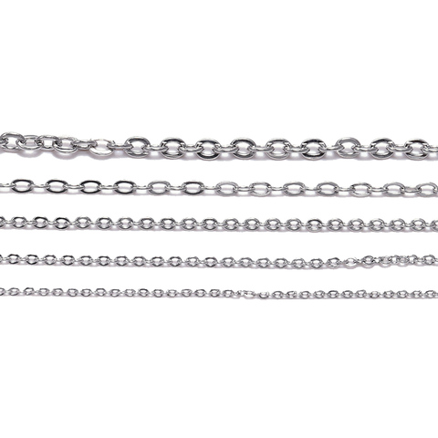 Cadena de eslabones de acero inoxidable para fabricación de joyas, accesorios, 5 m/lote, 1,2, 1,5, 2,0, 2,4 y 3,0mm ► Foto 1/6