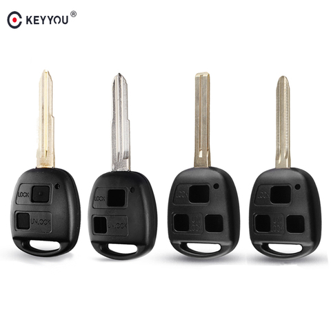 KEYYOU-carcasa para llave de coche, carcasa de 2/3 botones para Toyota Camry Corolla Rav4 Prado, Yaris Tarago Cruiser Land para Lexus RX300 ES300 LS400 GX ► Foto 1/6