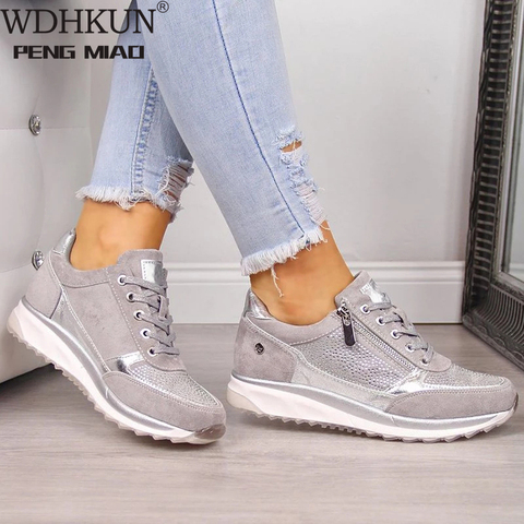 Zapatos de cuña vulcanizados para mujer, zapatillas deportivas a la moda para chicas, mocasines ► Foto 1/6