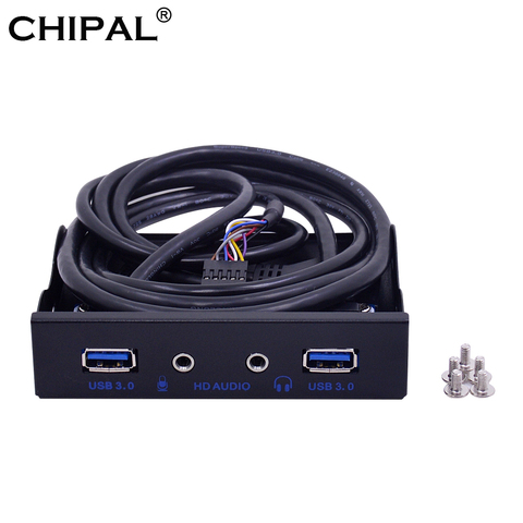 CHIPAL-Hub con 4 puertos USB 3,0 de 20 pines para PC, montaje de Panel frontal con cable de Audio HD, conector de micrófono para auriculares de 3,5mm para escritorio, Bahía de disco flexible de 3,5 pulgadas ► Foto 1/6