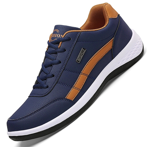 Zapatillas deportivas de cuero para hombre, calzado informal, italiano, transpirable, antideslizante, vulcanizados ► Foto 1/6