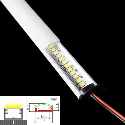 Barra de luz Led de 24V de CC, 50CM y 20 pulgadas, perfil plano Invisible de diodo debajo del mostrador, estante de gabinete, tira dura delgada, Cinta Lineal rígida de 5,5 MM ► Foto 1/6