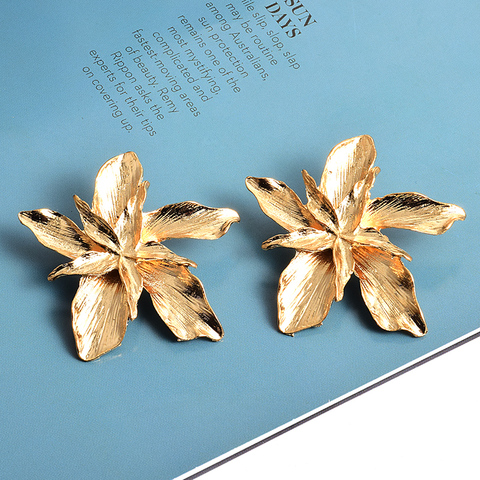ZA-pendientes colgantes de flores dobles para mujer, aretes de Metal y oro, accesorios de joyería para mujer ► Foto 1/6