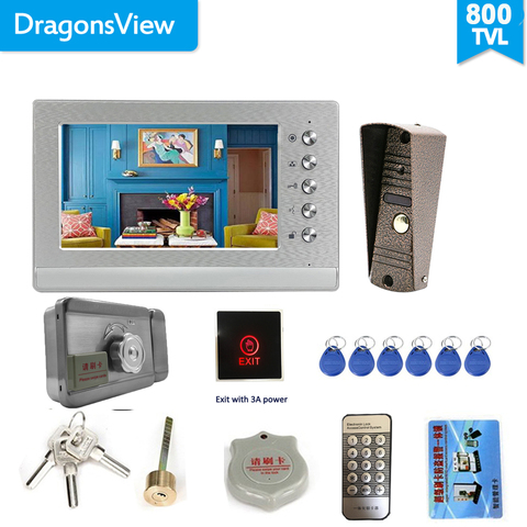 Dragonsview-videoportero de 7 pulgadas con cerradura, timbre de puerta, cámara, botón de salida de desbloqueo, visión nocturna, impermeable ► Foto 1/6