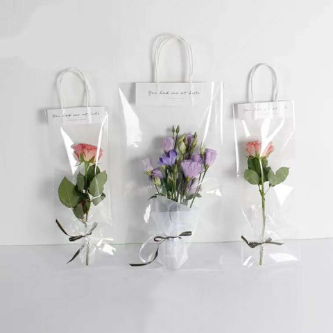 Bolsa de decoración de floristería portátil, bolso largo de PVC transparente, ramo de flores, bolsa de regalo transparente, embalaje de colocación ► Foto 1/6