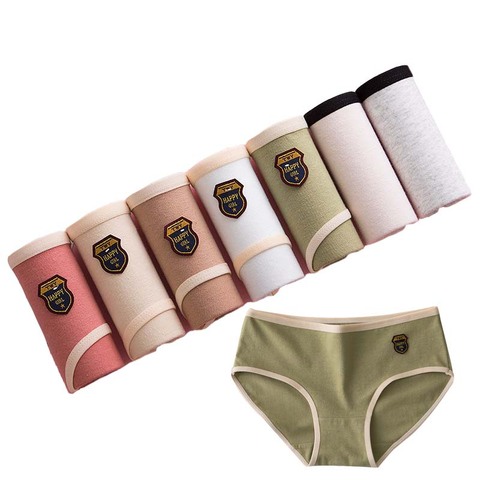 7 unids/set ropa interior de algodón para mujer Sexy bragas ropa interior de las mujeres de las niñas de la ropa interior de Color sólido Panty de talla grande ropa interior ► Foto 1/6