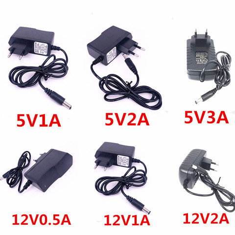 Adaptador de cargador de fuente de alimentación de 100-240V CA a cc 5V 12V 1A 2A 3A 0.5A Enchufe europeo de 5,5mm x 2,5mm ► Foto 1/6