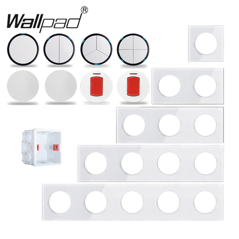Wallpad L6 blanco Crysta de vidrio de 1, 2, 3, 4 interruptor de pared Sensor de movimiento del cuerpo de luz de paso DP 2P Combinación libre para manualidades ► Foto 1/6