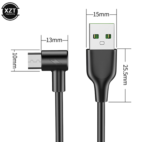 Cable Micro USB de nailon trenzado, Cable de carga rápida de datos para Samsung S7, Xiaomi, Redmi, 90 grados, 1M, 1,5 m, 2m ► Foto 1/6