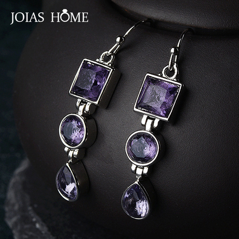 JoiasHome-pendientes de plata 925 con gemas de amatista para mujer, joyería fina, regalo de fiesta de boda, venta al por mayor ► Foto 1/6