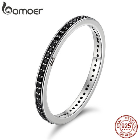 2022 Venta de auténtica Plata de Ley 925 2 colores deslumbrantes CZ anillos apilables para mujeres joyería de la boda regalo madre SCR114 ► Foto 1/6