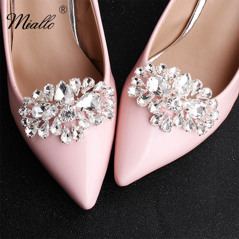 Miallo-Clips de zapatos de boda para mujer, hebilla de zapato con flores, cristal austriaco grande, accesorios de zapatos, joyería para novia y dama de honor ► Foto 1/6