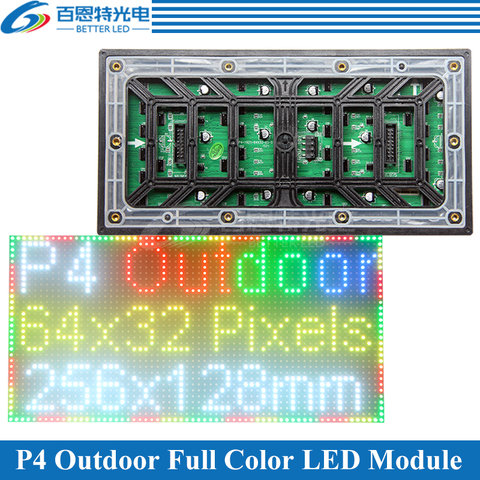 Módulo de panel de pantalla LED P4 para exteriores, 256x128mm, 64x32 píxeles, 1/8 escanear, 3 en 1, RGB, SMD, P4, módulo de panel de visualización LED a todo Color ► Foto 1/1