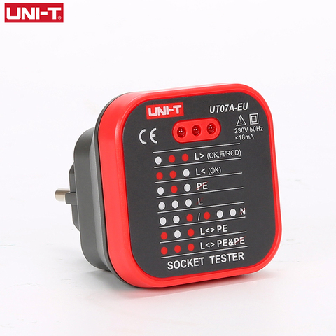 UNI-T UT07 salida hembra probadores Pro Detector de la UE Reino Unido enchufe RCD Neutral de tierra circuito macho polaridad fase comprobar ► Foto 1/6