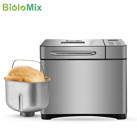 BioloMix-máquina automática para hacer pan, 17 en 1, de acero inoxidable, para hacer pan con 3 tamaños de pan, dispensador de nueces de fruta ► Foto 1/6