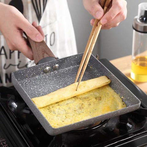 Melaleuca abrigo japonés de aleación de aluminio de Tamagoyaki sartén para tortilla no sartén freír los huevos, Pan recipiente de panqueque de utensilios de cocina 15x18cm ► Foto 1/6
