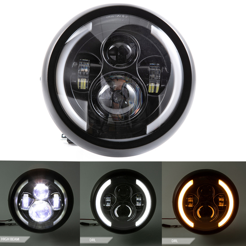 Emark-faro delantero para motocicleta, luz de haz Alto y Bajo, luz LED de conducción diurna para SUZUKI GN CHOPPER Cafe Racer Bobber ► Foto 1/6