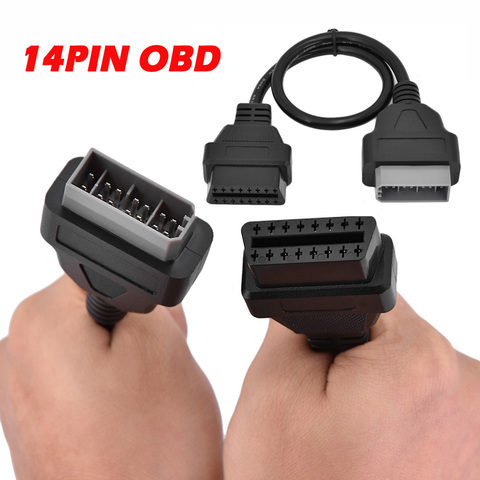 Convertidor de Cable adaptador de diagnóstico de coche, 14 pines, macho, OBD, OBD2, OBDII DLC, 16 Pines, hembra ► Foto 1/6