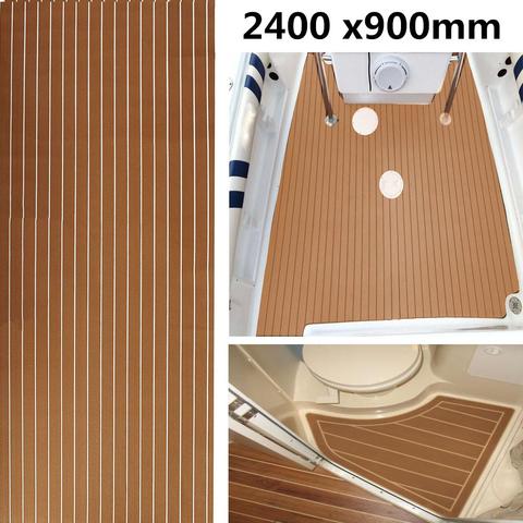 Suelo de espuma EVA marrón de 2400x900x6mm suelo de barco imitación de teca cubierta de hoja almohadilla para yate coche barco marino decoración tapete antideslizante ► Foto 1/6