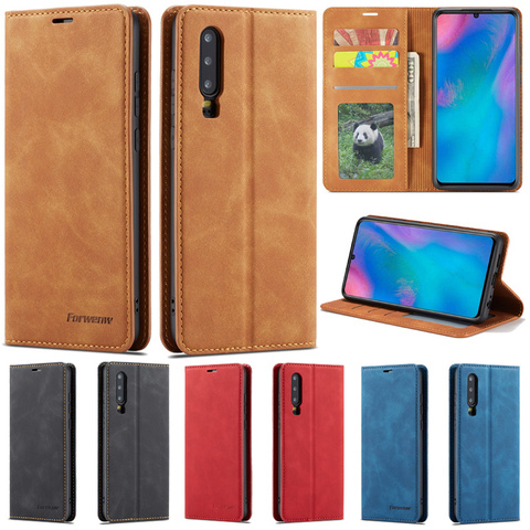 Funda de cuero magnética de negocios para Huawei P20 P30 P40 Pro Lite Mate 20 30 Pro/Lite Honor 10 Lite 20i, billetera con tapa ► Foto 1/6