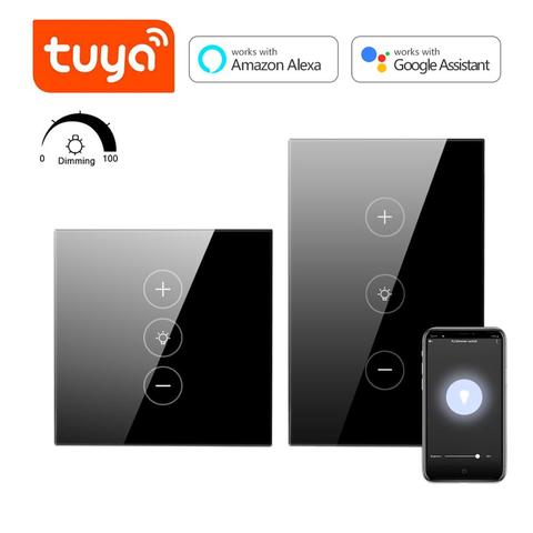 Tuya vida inteligente Sensor táctil LED atenuador WIFI interruptor pared luz cambio de aplicación lámpara con Control de voz cambiar de trabajo con Alexa de Google ► Foto 1/6