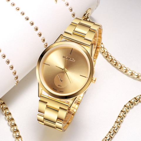 WoMaGe-relojes de lujo para mujer, de oro, relojes de cuarzo de acero inoxidable, femenino ► Foto 1/6