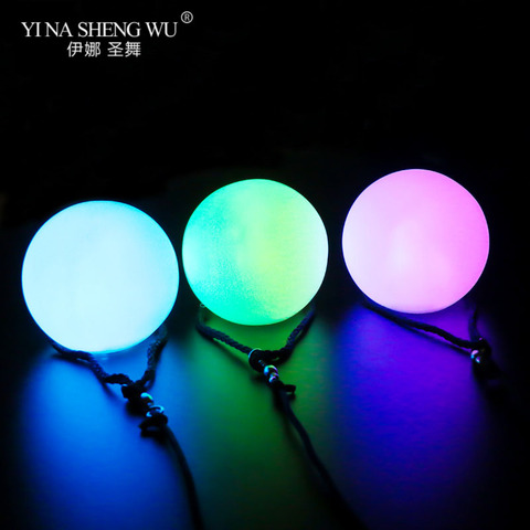 1 par de danza del vientre bolas RGB brillo LED POI tirado bolas para danza del vientre accesorios para las manos puesta en escena accesorios PDI tirado bolas ► Foto 1/6