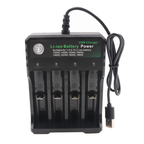 Cargador de batería portátil USB 18650, negro, 4 ranuras, CA de 110V, 220V, doble para carga 18650, batería de litio recargable de 3,7 V ► Foto 1/6