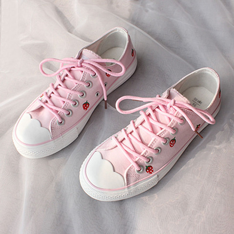 Zapatos de lona vulcanizados para mujer, calzado Kawaii para chica, japonés, dibujo de Margarita, Harajuku, Ulzzang, plataforma rosa ► Foto 1/6