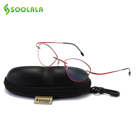 SOOLALA-gafas de lectura sin montura de acero inoxidable y titanio para hombre y mujer, anteojos ligeros de gama alta con funda + 1,0 a 3,5 ► Foto 1/6