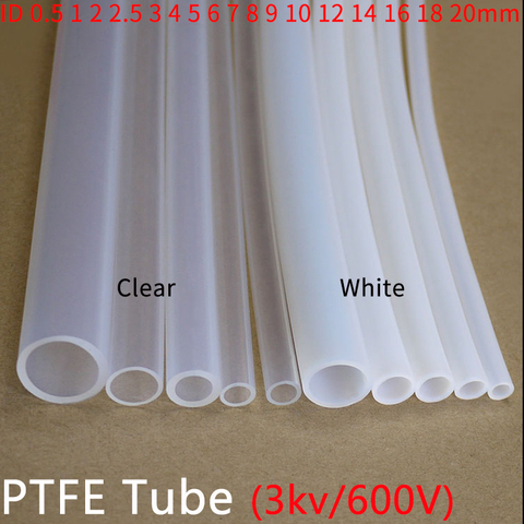 Tubo de PTFE ID 0,5 1 2 2,5 3 4 5 6 7 8 10 12 14 16 18 20 mm F46 aislado manguera tubo rígido de temperatura de la resistencia a la corrosión 600V ► Foto 1/6