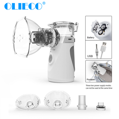 Nebulizador de malla portátil OLIECO, inhalador de vapor ultrasónico silencioso médico, Mini humidificador respirador recargable USB ► Foto 1/6