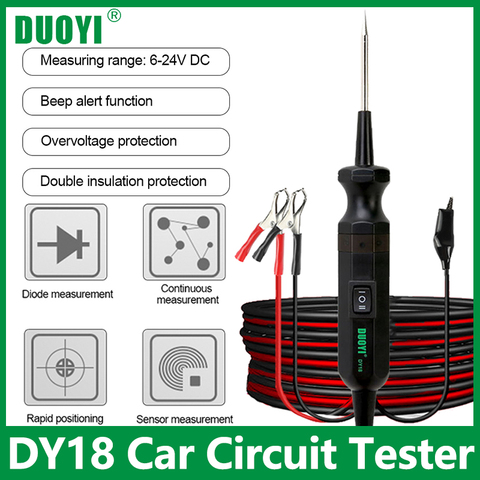 DUOYI DY18-probador de circuito de coche, sonda de potencia, herramienta de diagnóstico automotriz, pista de corriente eléctrica de 12V y 24V, localizador de cortocircuitos ► Foto 1/6