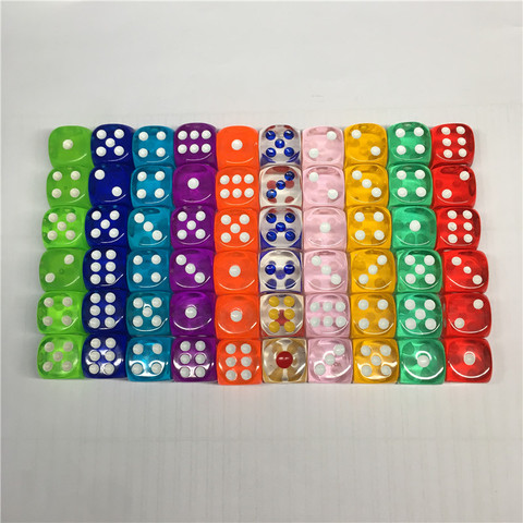 10 unids/lote transparente de alta calidad acrílico 6 de 14mm D6 punto dados del Club/fiesta/familia juegos de 10 colores ► Foto 1/6