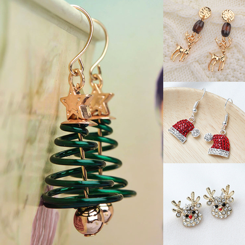 Nueva moda declaración pendientes para árbol de Navidad para las mujeres Santa Claus muñeco de nieve pendientes de joyería de las niñas regalos navideños venta al por mayor ► Foto 1/6