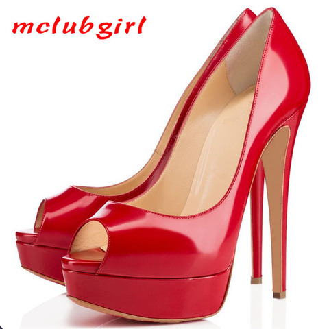 Mclubgirl-zapatos de tacón superalto con plataforma para mujer, calzado Sexy de fiesta con punta de pez, zapatos de tacón para Club, talla grande, personalizado, TYQ ► Foto 1/6