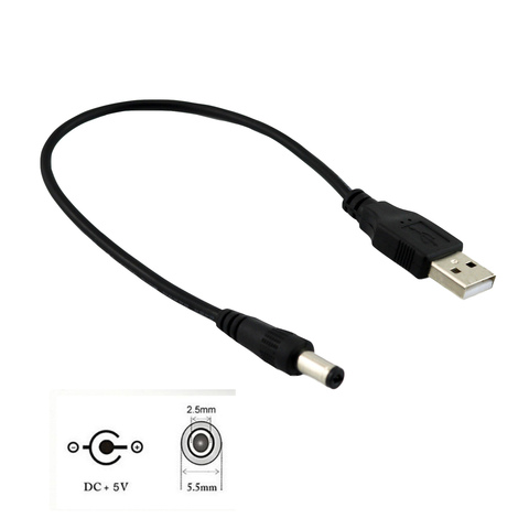 Cable USB 2,0 tipo A macho A 5,5mm x 2,5mm macho 5V DC toma de corriente, adaptador de extensión de carga, 25cm, 1 Uds. ► Foto 1/6