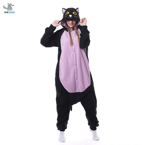 HKSNG nuevo adultos Kigurumi de animales púrpura gato de medianoche mono pijamas de dibujos animados familia fiesta de Halloween monos regalo de Navidad ► Foto 1/6