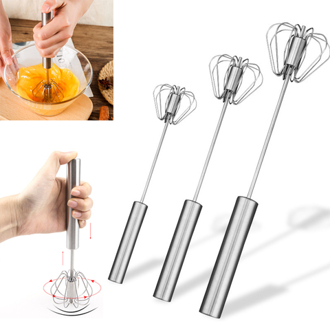 Batidor de huevos semiautomático de acero inoxidable 304, mezclador Manual de giro automático, agitador de huevos, accesorios de cocina, herramientas para huevos ► Foto 1/6