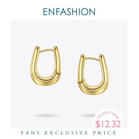 ENFASHION-pendientes de aro en forma de U para mujer, Color dorado, Aros pequeños geométricos, joyería para mujer, regalo Aros E191114 ► Foto 1/6