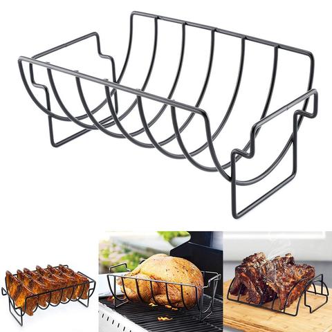 Soporte de acero inoxidable antiadherente para asar carne, accesorios de cocina, herramientas para asar barbacoa, novedad ► Foto 1/6