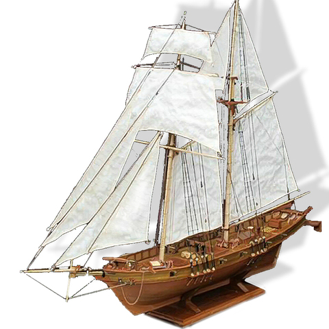 Juego de ensamblaje de veleros de juguete de madera, modelo de barco de construcción, modelo de vela ensamblado 1:100, Kit de madera DIY ► Foto 1/6