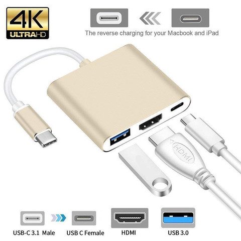 USB C Hub 3 in1 adaptador USB tipo C a 4K HDMI soporte Samsung Dex modo USB-C muelle con la policía de MacBook Pro/Air 2022 ► Foto 1/6