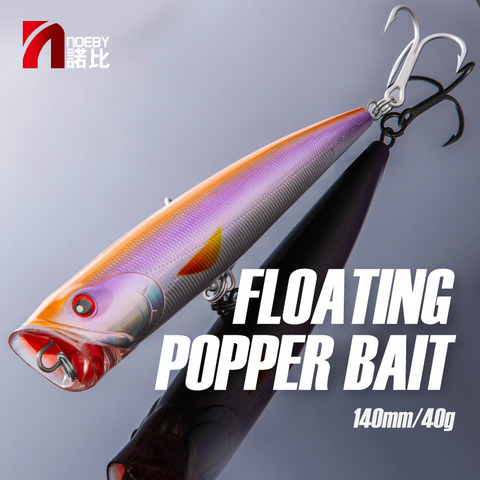 NOEBY alimentar Popper Señuelos de Pesca 140mm 40g Topwater copas boca cebo duro Wobbler flotante cebos para mar bajo Pike Señuelos de Pesca ► Foto 1/6