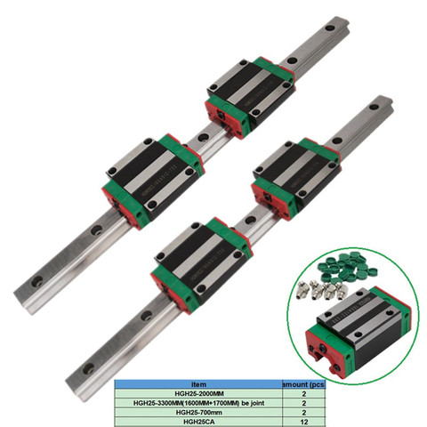 25mm carril cuadrado lineal guías HGR25/3300/2000/700mm (docking/conjunto de 1600 + 1700) + 12PC HGH25CA para cnc máquina de grabado Con Enrutador ► Foto 1/6