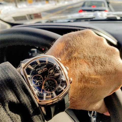 Reef Tiger/RT reloj deportivo grande para hombre, relojes Tourbillon analógicos luminosos, Top azul de marca, reloj masculino de oro rosa RGA3069 ► Foto 1/6