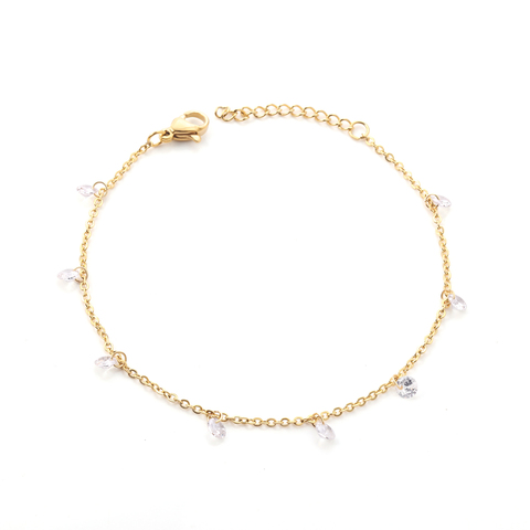 LUXUKISSKIDS-pulsera de cadena para mujer, brazalete redondo de cristal y circón, Color dorado, accesorios de joyería, 2022 ► Foto 1/5