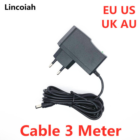 Cable de 3 metros 3 M DC 3V 4,5 V 5V 6V 7,5 V 9V 12V 0.5A 1A universal AC DC adaptador cargador fuente de alimentación para tira de luz LED CCTV ► Foto 1/2