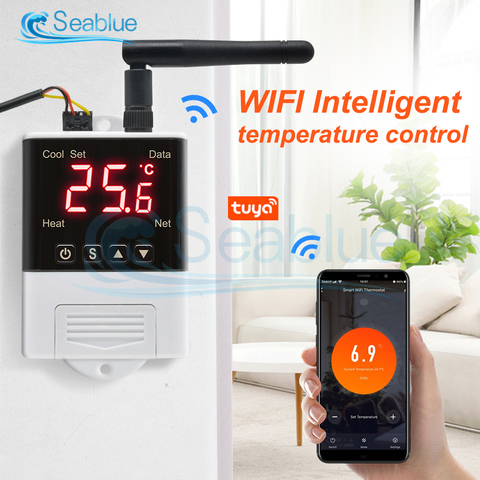 Termostato controlador de temperatura inalámbrico WiFi, controlador de temperatura inalámbrico AC 110V 220V DTC2201 DTC1201 DS18B20, Sensor NTC, Control por aplicación para casa inteligente ► Foto 1/6