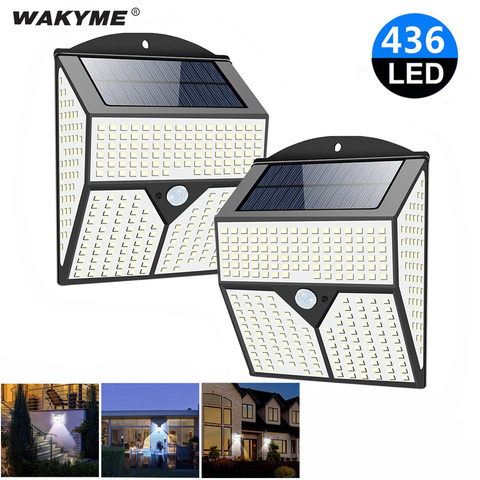 WAKYME-luz Solar LED para exteriores, lámpara Solar impermeable con Sensor de movimiento PIR, luces de calle alimentadas por energía Solar para jardín, 436 ► Foto 1/6